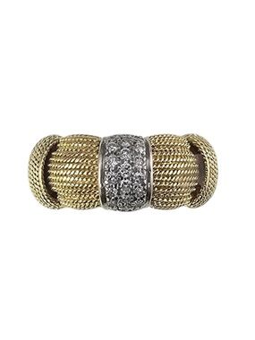 Roberto Coin Appassionata 18K Yellow White Gold Diamond Band Ring Size 6 #24744